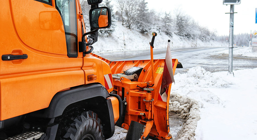 plow in snow clearing path